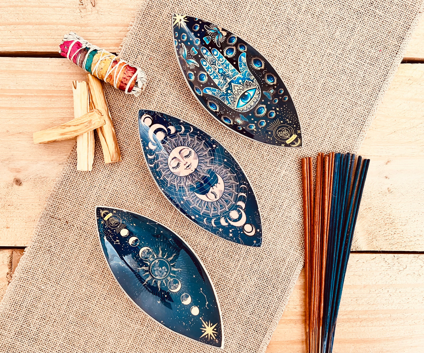 Enamel Bowl Incense Holder - Moon Phases