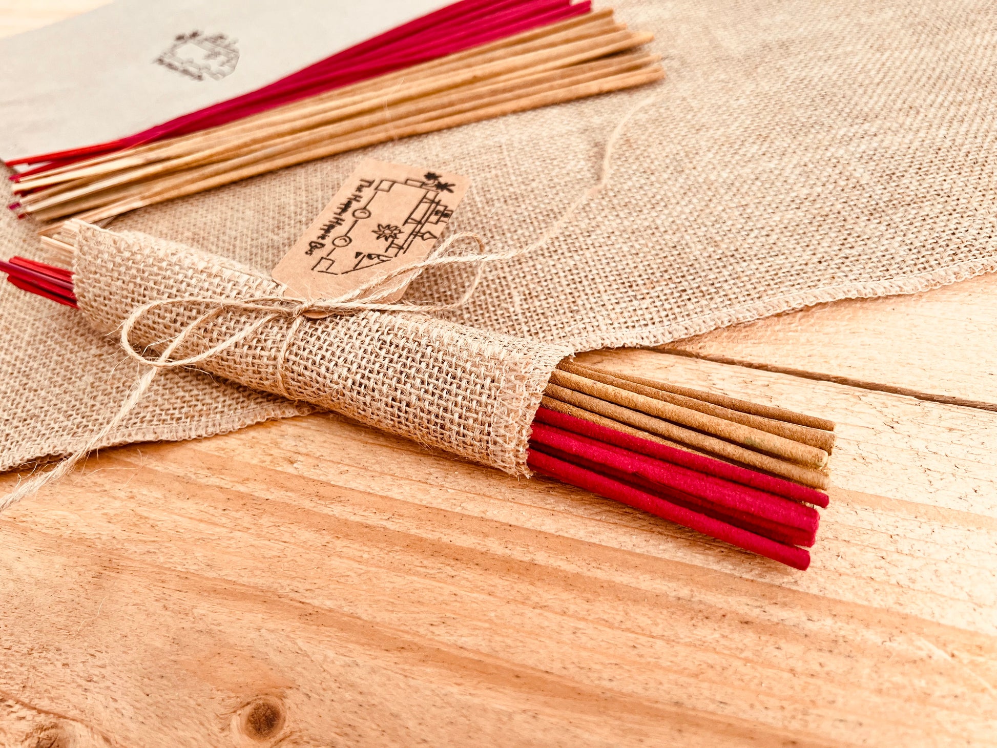 Strawberry and Vanilla sweet scent home fragrance incense sticks handmade fair trade ethically sourced plastic free hand wrapped Indian incense Joss sticks