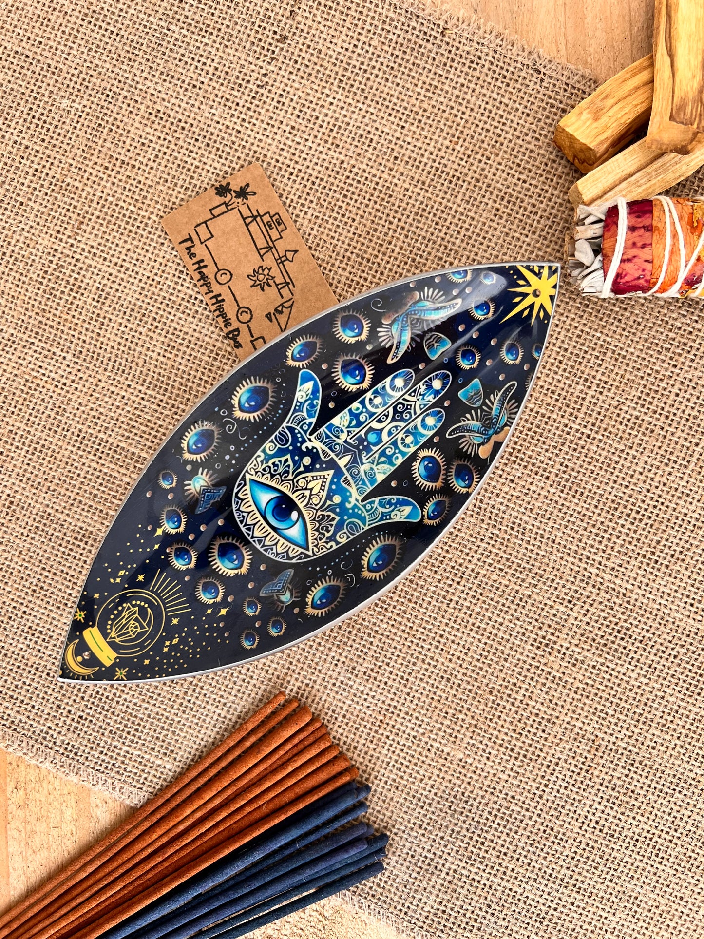 Enamel Bowl Incense Holder - Hamsa Hand