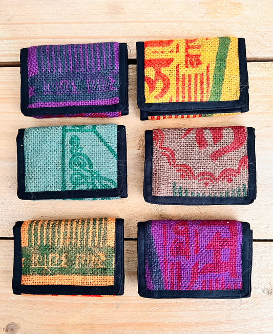 Bohemian Recycled Rice Sack Wallet