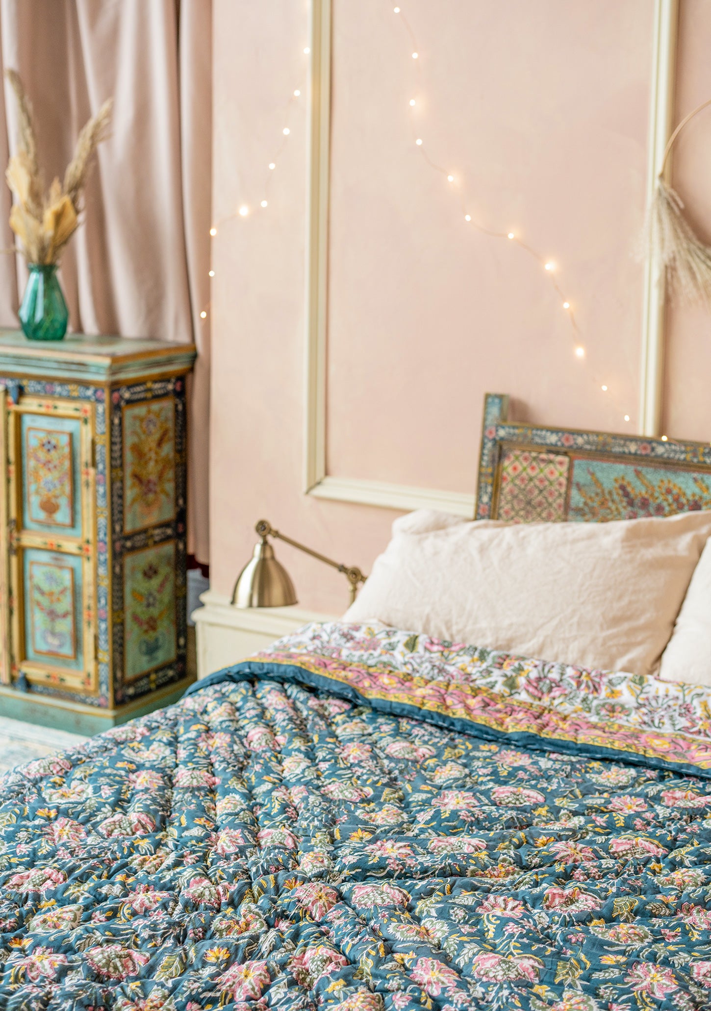 Fair trade bohemian cotton bedspread handmade hippie cover 