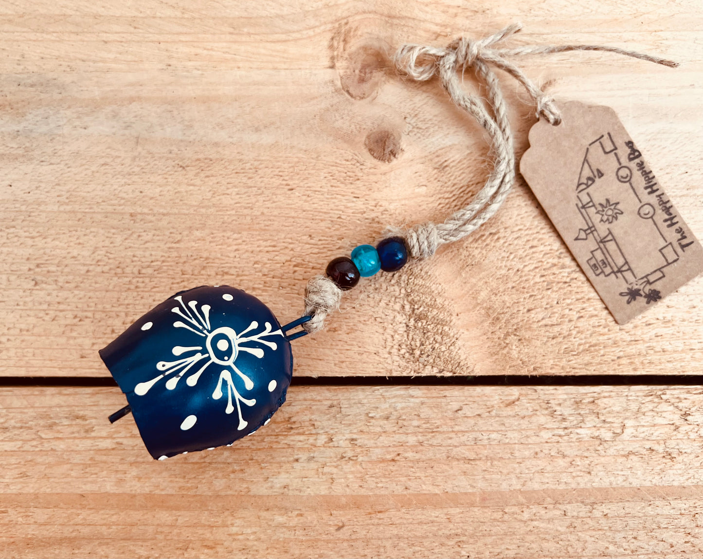 Midnight Blue Cow Bell - Mini Hand Painted Windchime Bell