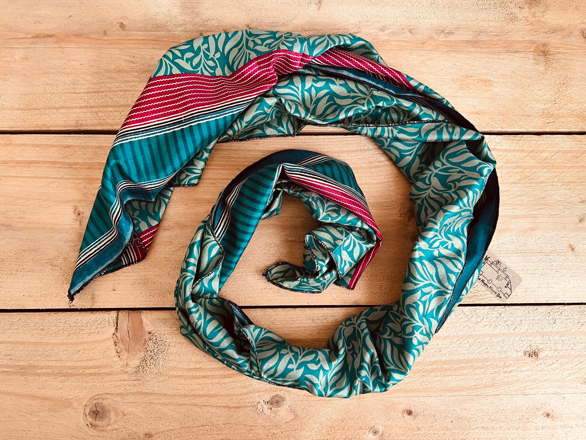 Large peppermint green Indian Sari silk scarf fair trade handmade ethically sourced boho hippie bohemian soft fabric colourful scarves 