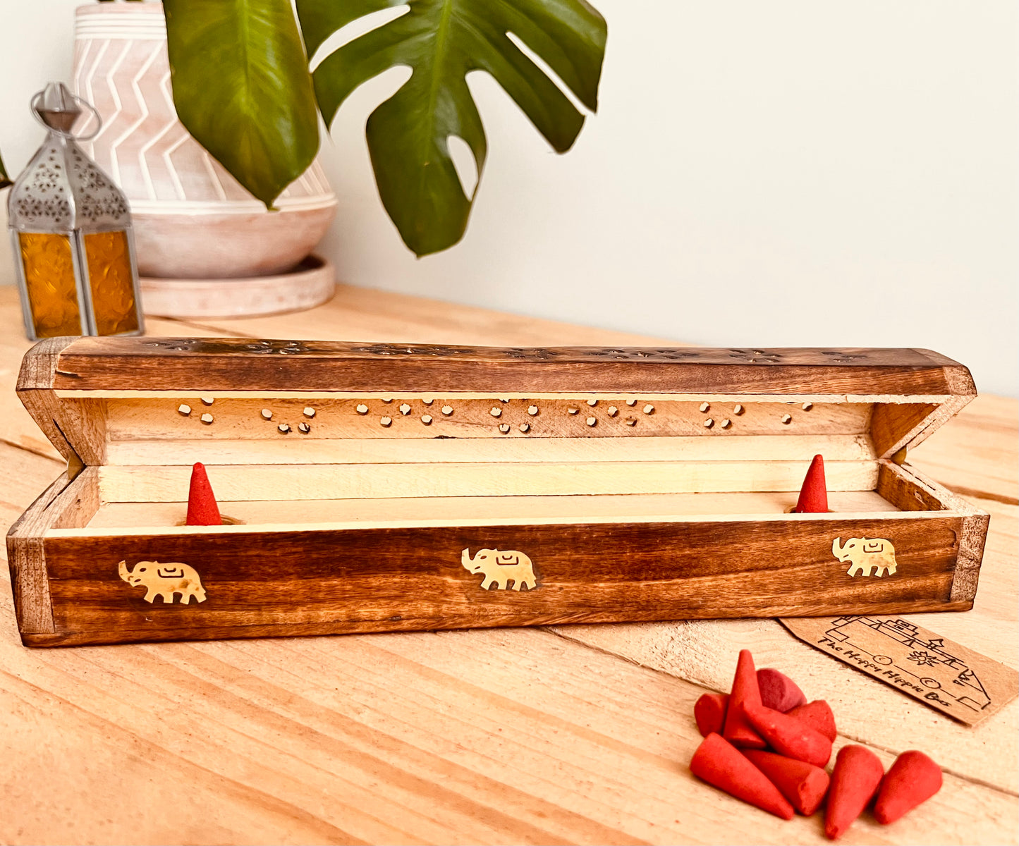 Wooden incense holder ash catcher incense cones incense joss sticks burner coffin box