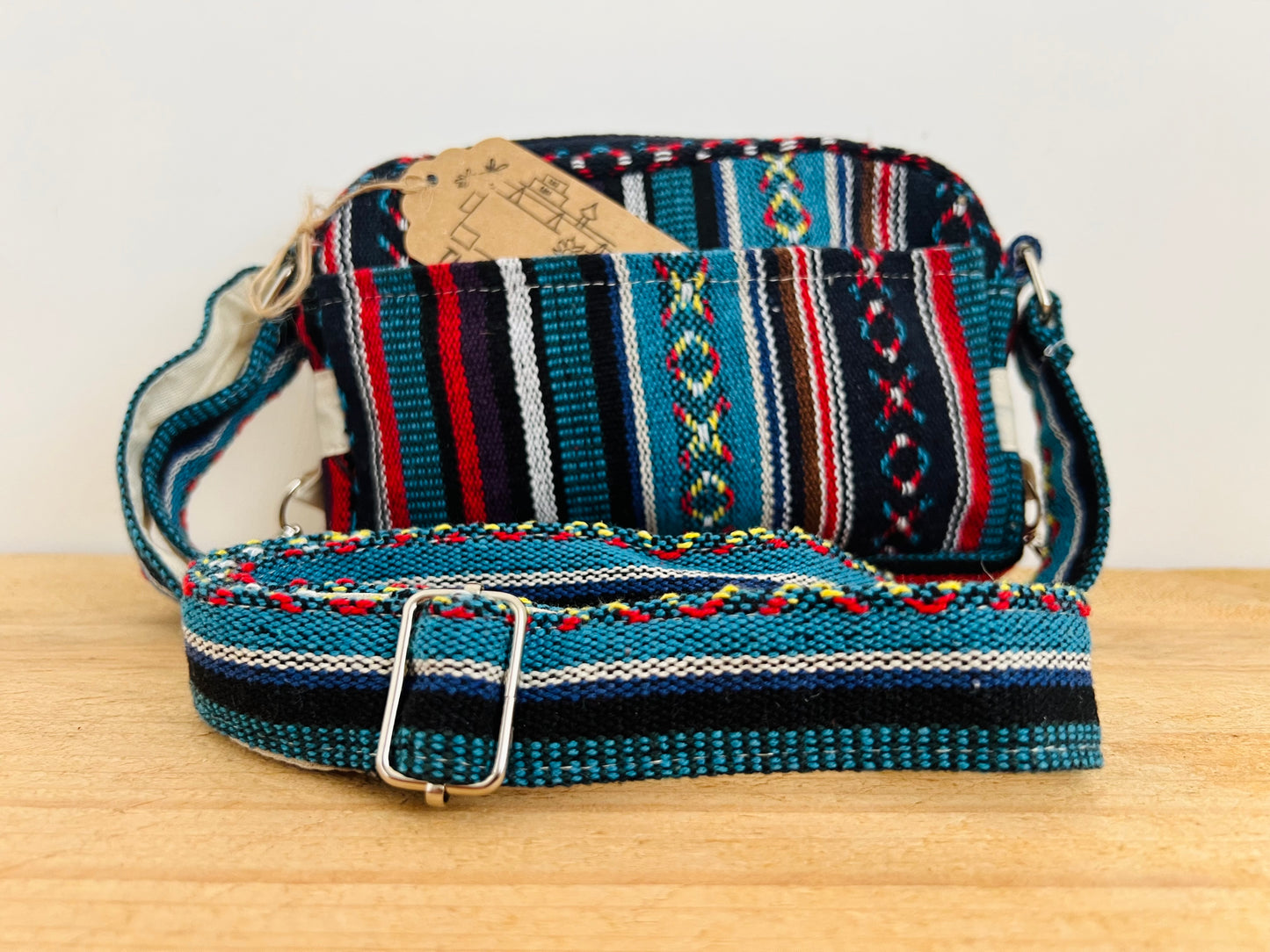 Handmade Fair Trade Ethical Bohemian Stripped Hippie Shoulder Bag Blue