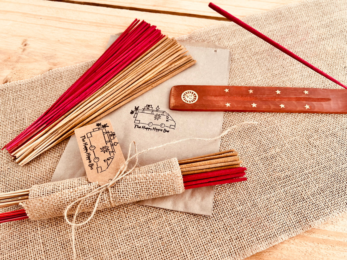 Strawberry and Vanilla sweet scent home fragrance incense sticks handmade fair trade ethically sourced plastic free hand wrapped Indian incense Joss sticks