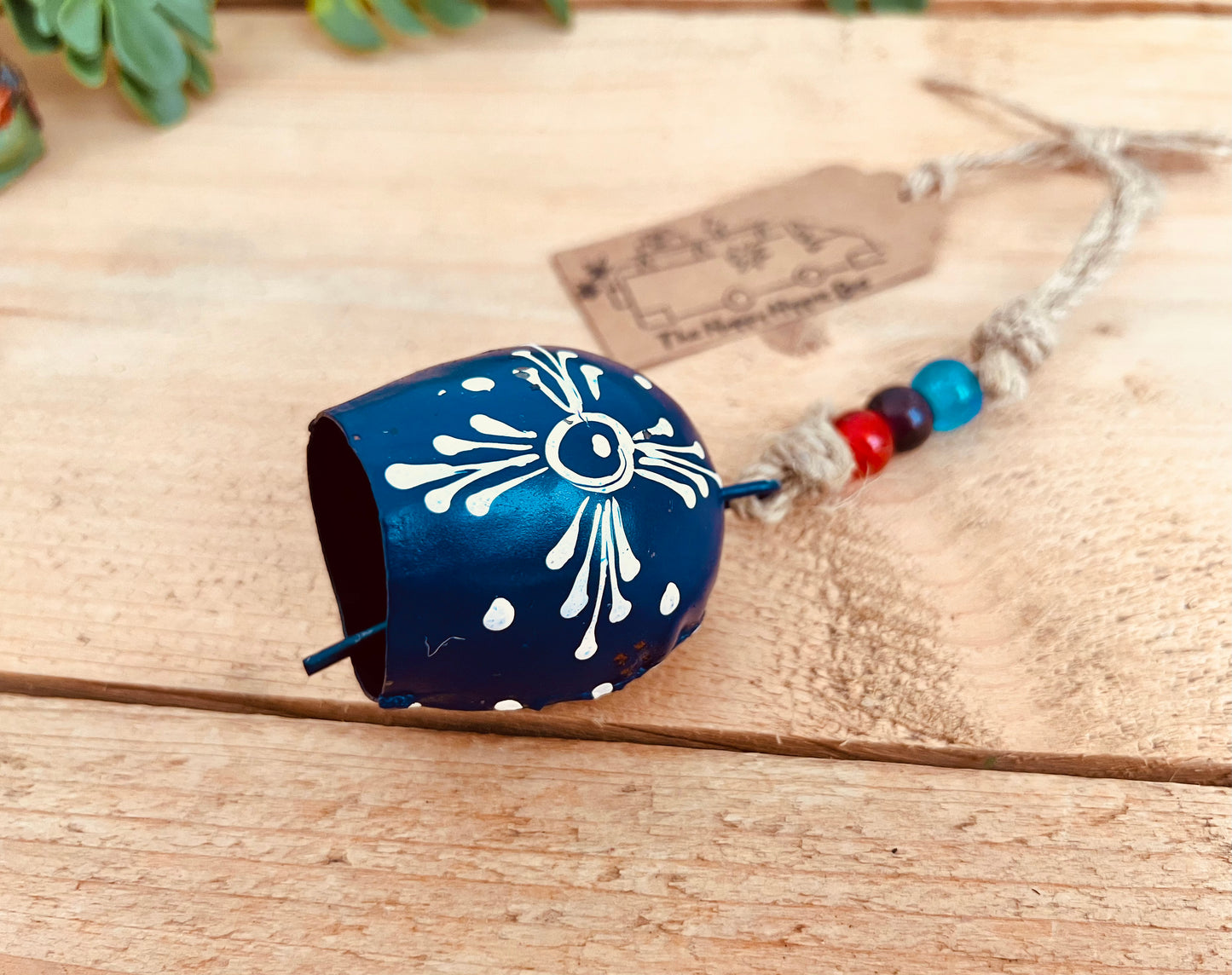 Midnight Blue Cow Bell - Mini Hand Painted Windchime Bell