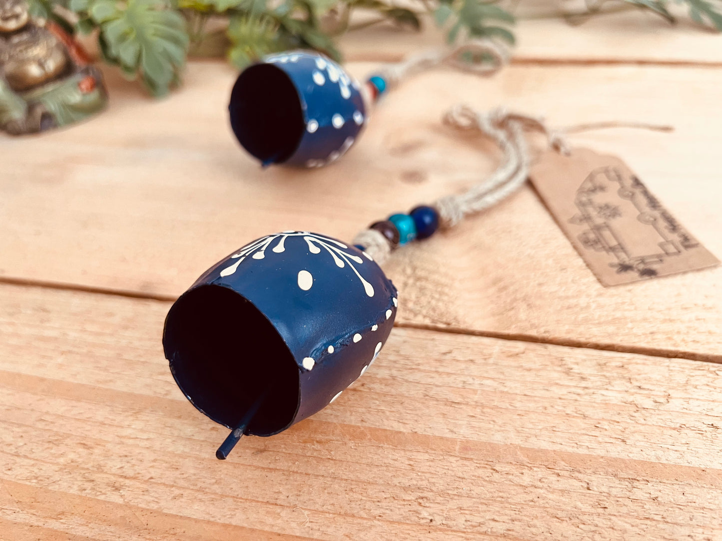 Midnight Blue Cow Bell - Mini Hand Painted Windchime Bell