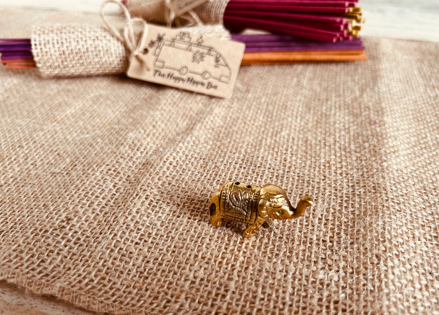 Handmade Fair Trade Mini Elephant Incense Stick Holder Gold Boho Hippie Home Decor