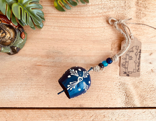 Midnight Blue Cow Bell - Mini Hand Painted Windchime Bell