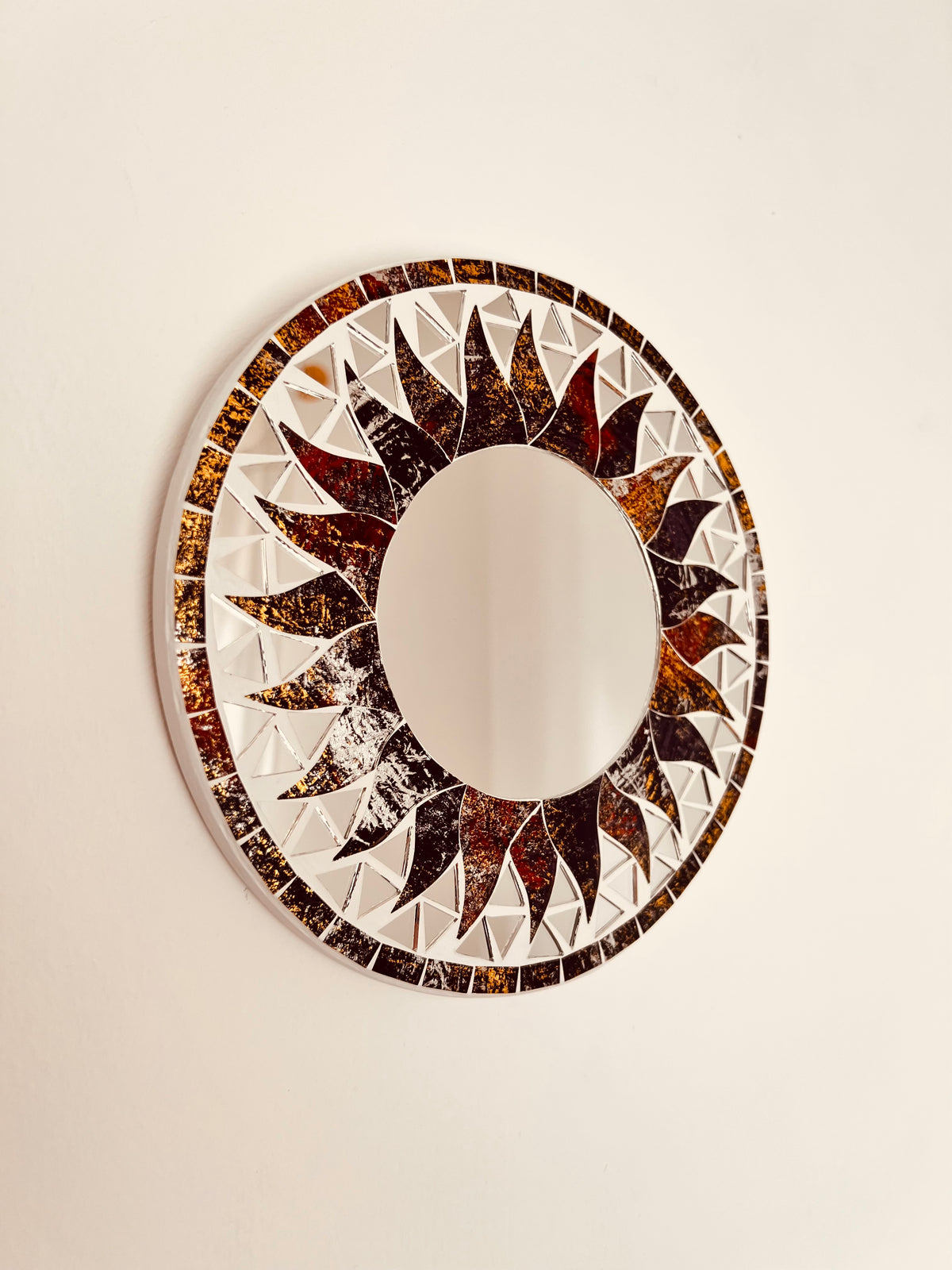 Mosaic Celestial Sun Mirror - Boho Bronze