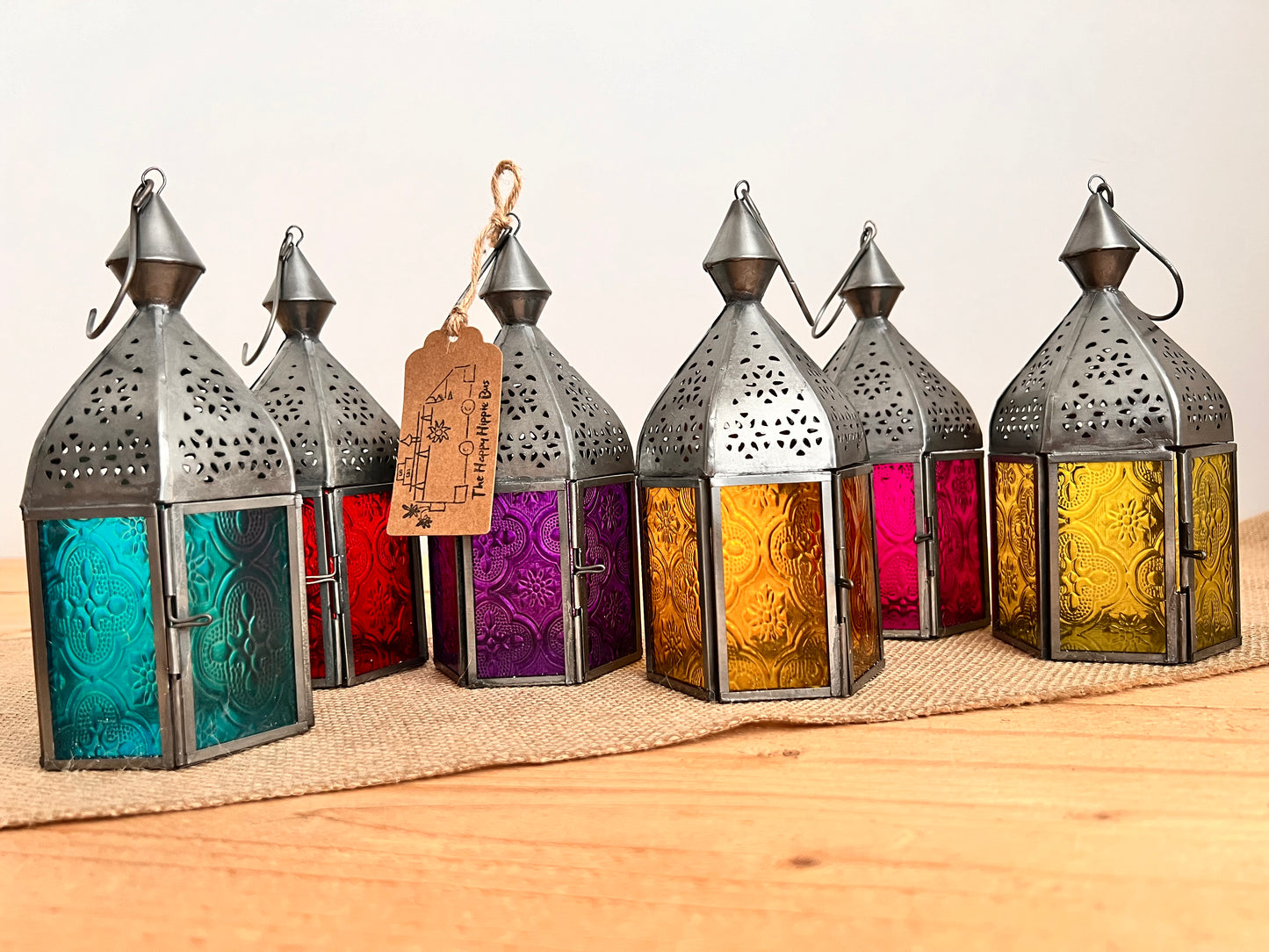 Handmade Fair Trade Ethicallt Sourced Bohemian T Light Holders Moroccan Style Lanterns Hippie Decor Blue Yellow Purple Blie Pink Red Green Silver Small Gift Home 