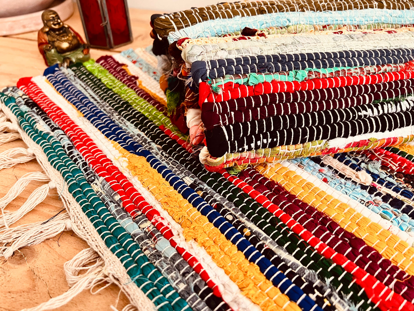 Multi Colour Recycled Cotton Rag Rug 90cm X 55cm