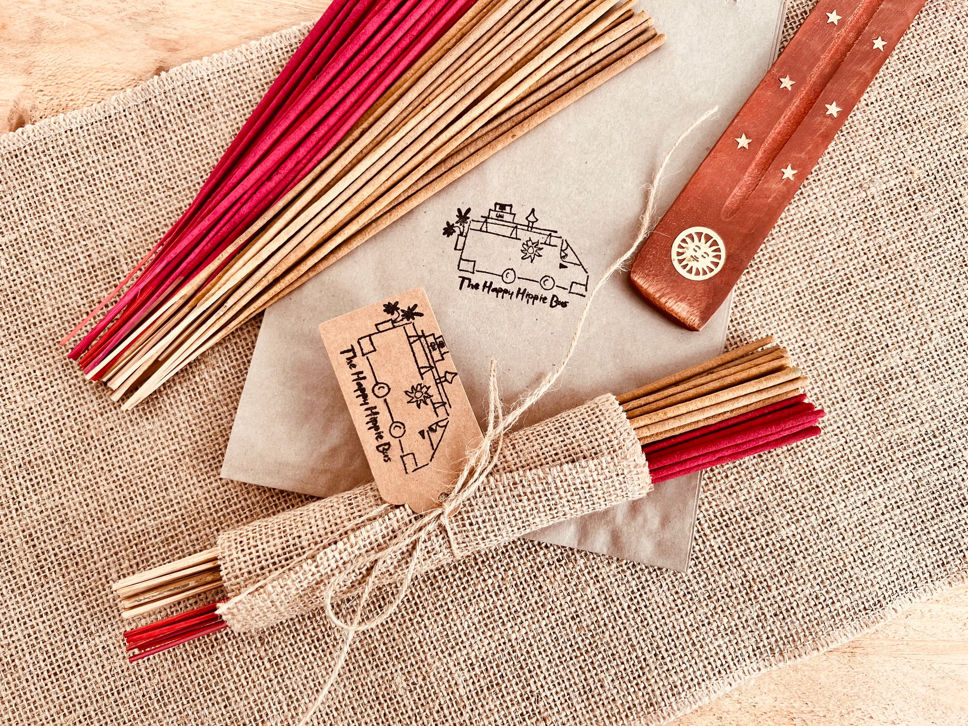 Strawberry and Vanilla sweet scent home fragrance incense sticks handmade fair trade ethically sourced plastic free hand wrapped Indian incense Joss sticks