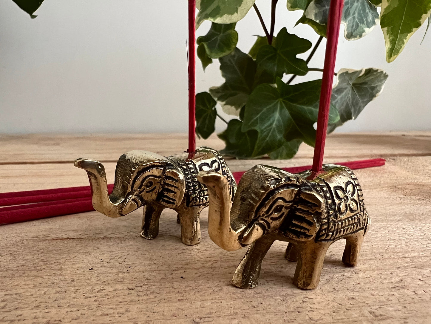 Handmade Fair Trade Incense Stick Holder Brass Elephant Design Trunk Up Bohemian Home Ware