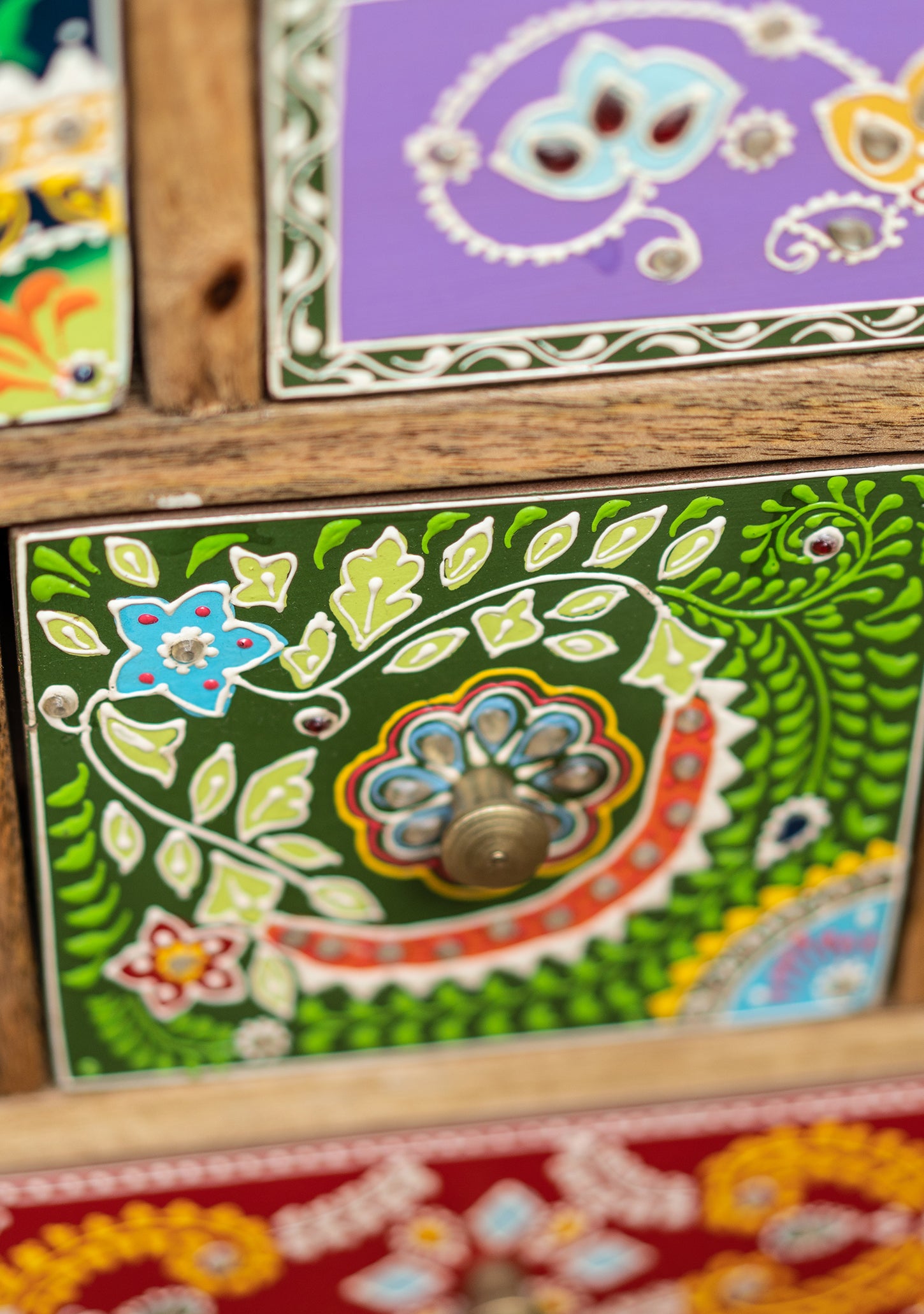 Handmade Fair Trade Ethically Sourced Bohemian Set Of Drawers Hand Painted Hippie Furniture Indian Cabinet 