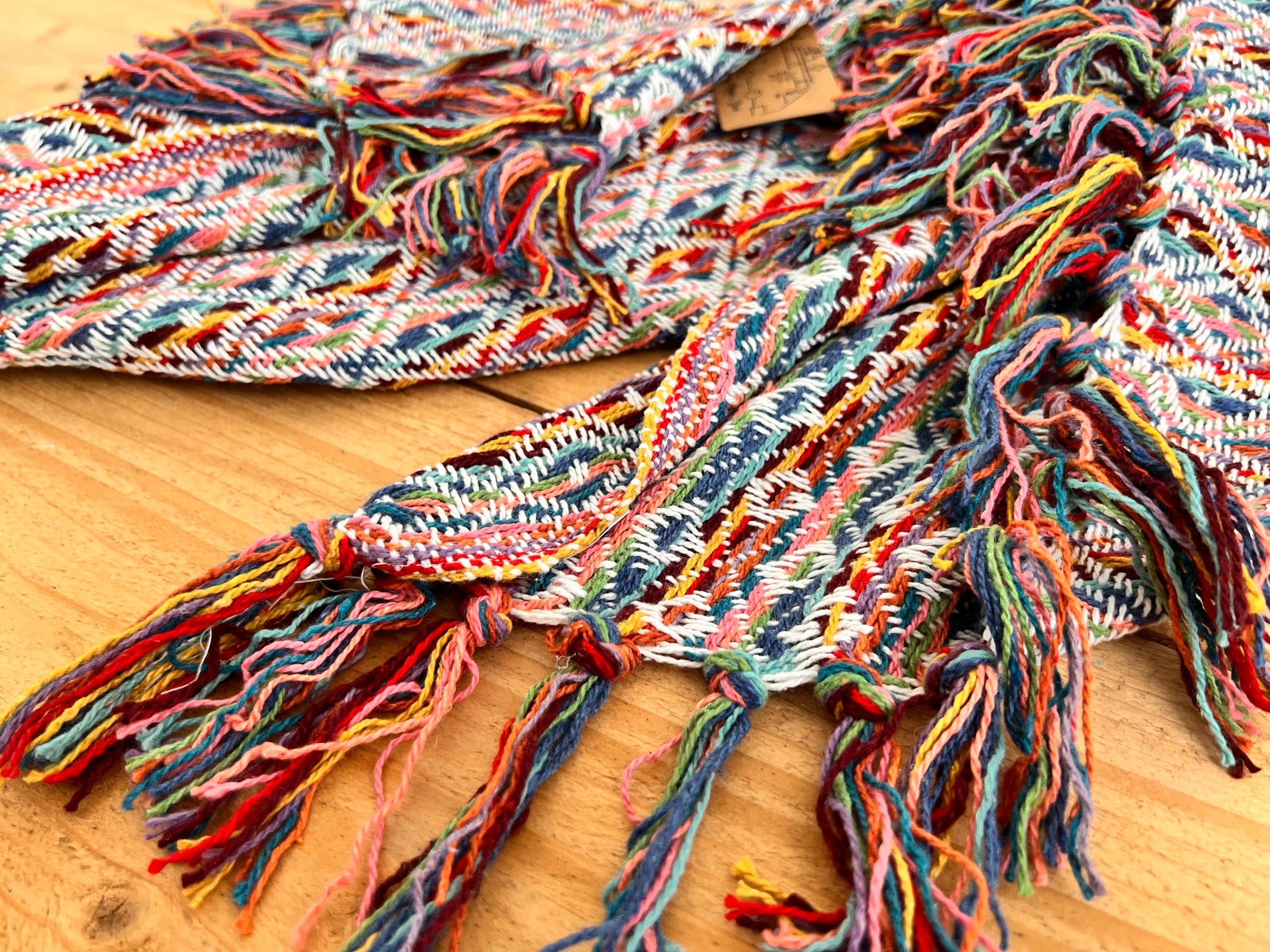 Handmade Fair Trade Ethically Sourced Bohemian Hippie Rainbow Throw Sofa Blanket 