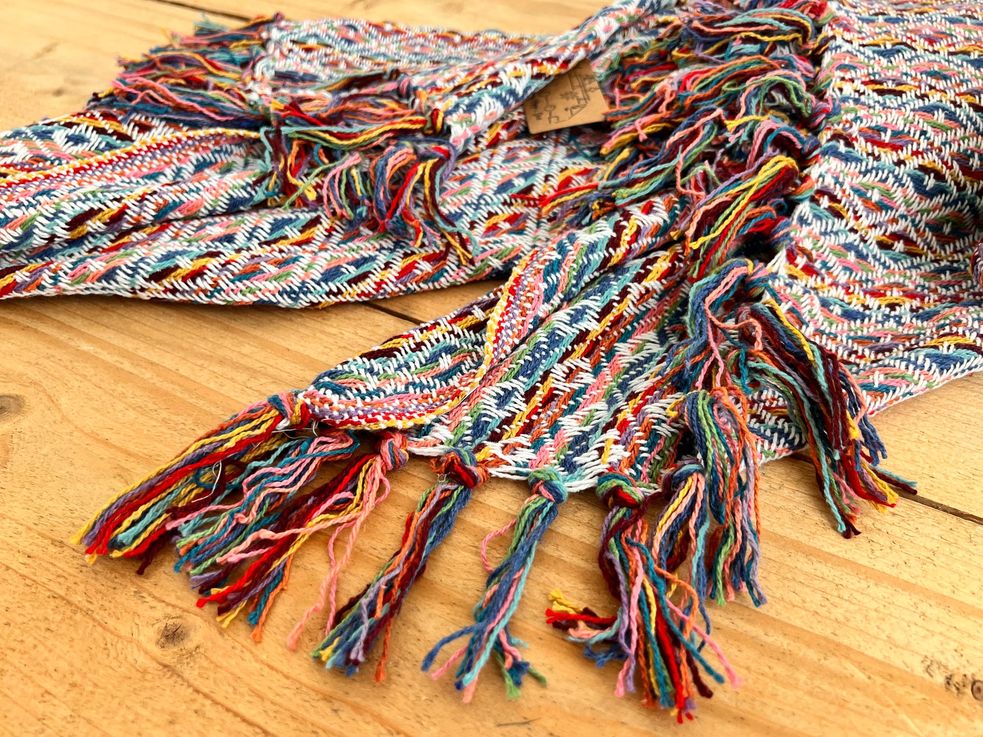 Handmade Fair Trade Ethically Sourced Bohemian Hippie Rainbow Throw Sofa Blanket 