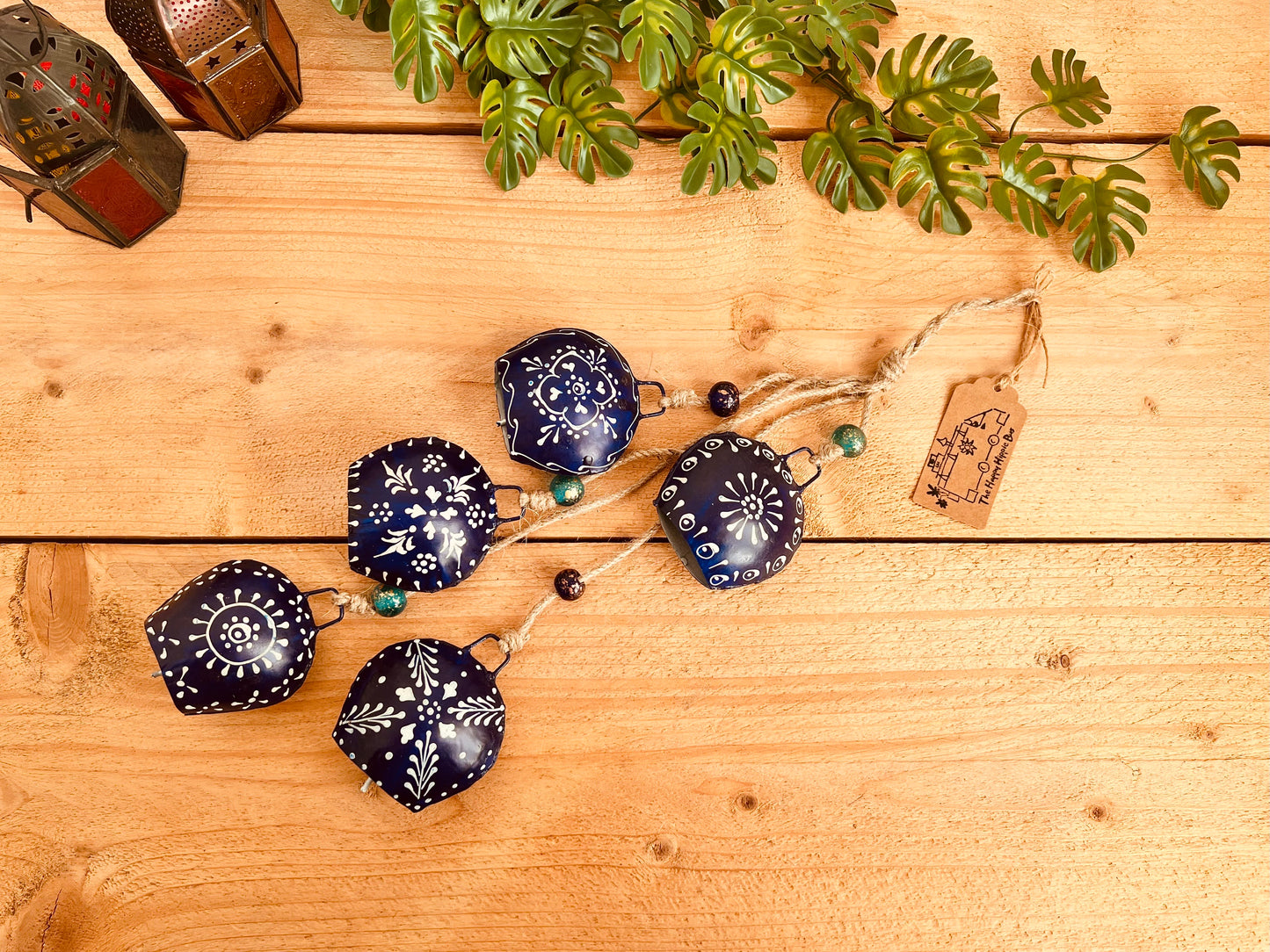 Hand Painted Midnight Blue Cowbell Wind Chime