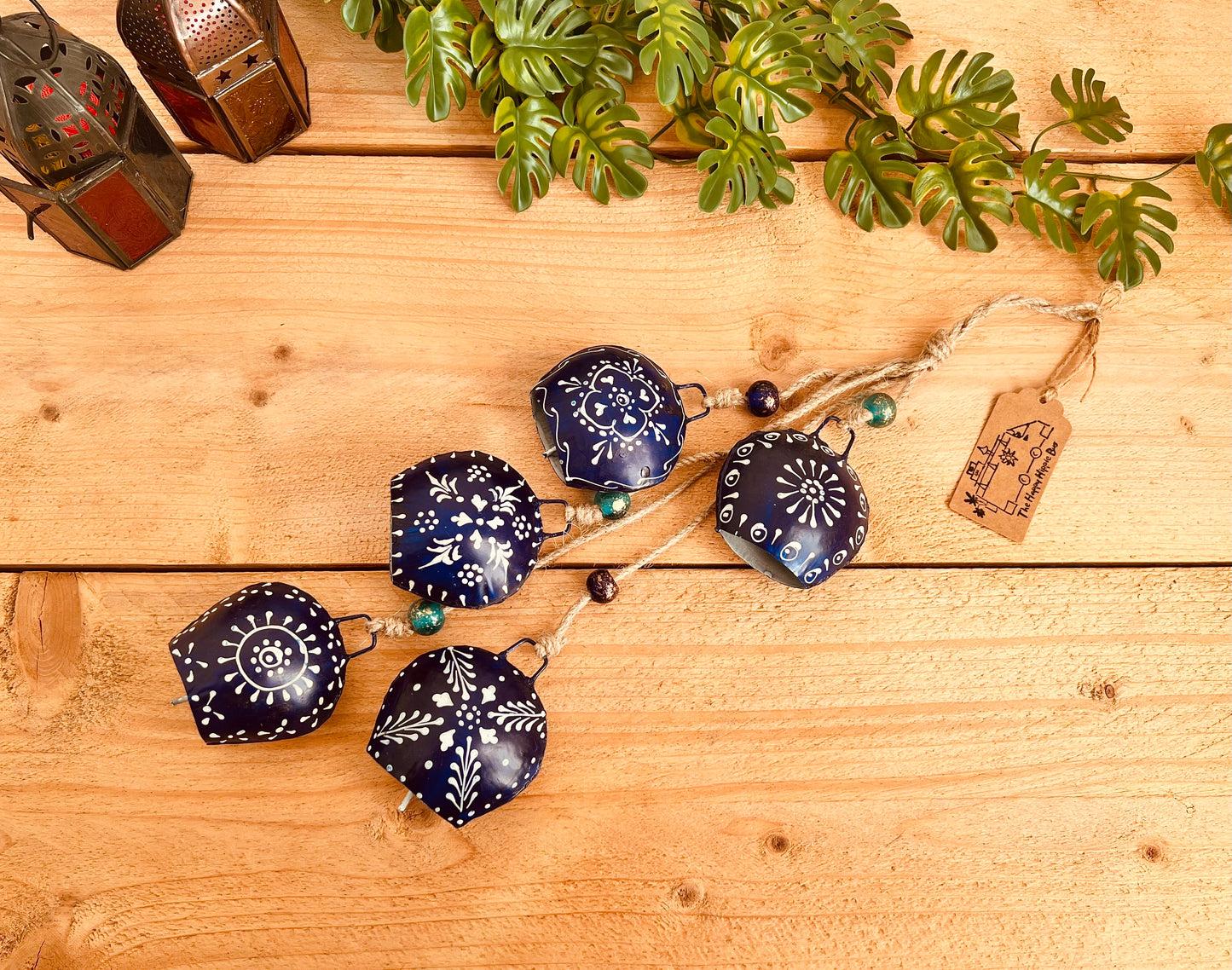 Hand Painted Midnight Blue Cowbell Wind Chime
