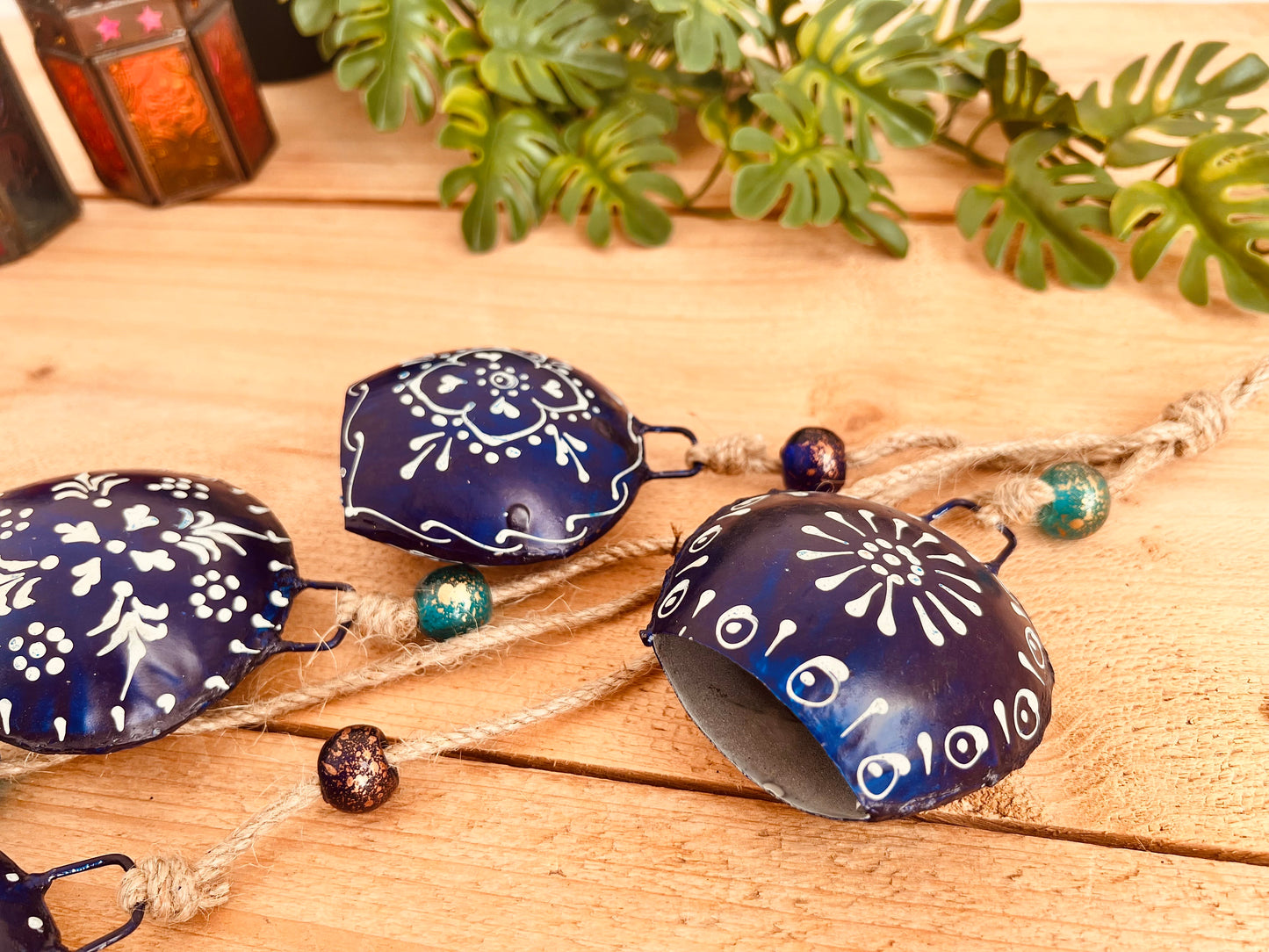Hand Painted Midnight Blue Cowbell Wind Chime