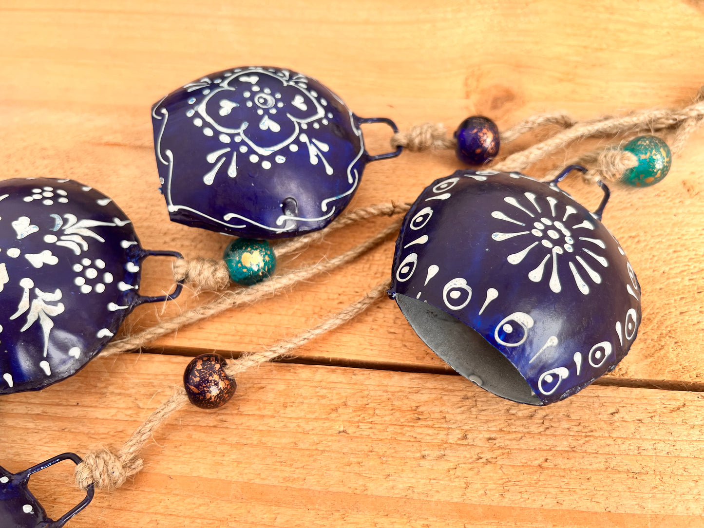 Hand Painted Midnight Blue Cowbell Wind Chime