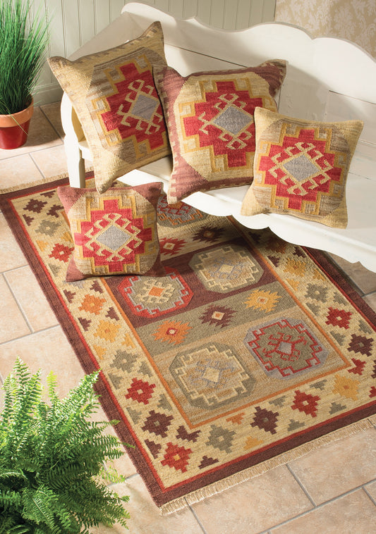 Handmade Kilim Rug Orange & Brown