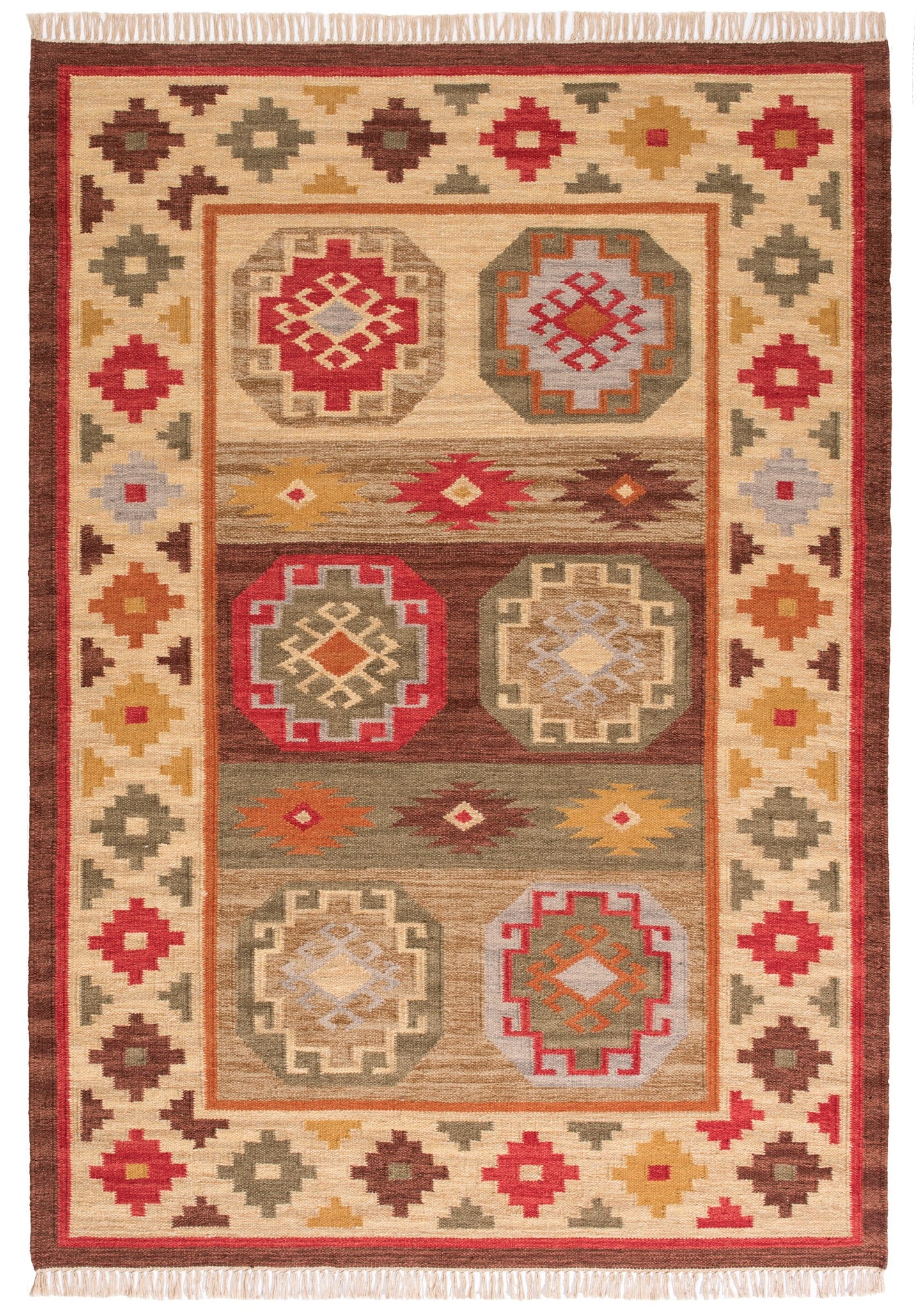 Handmade Kilim Rug Orange & Brown