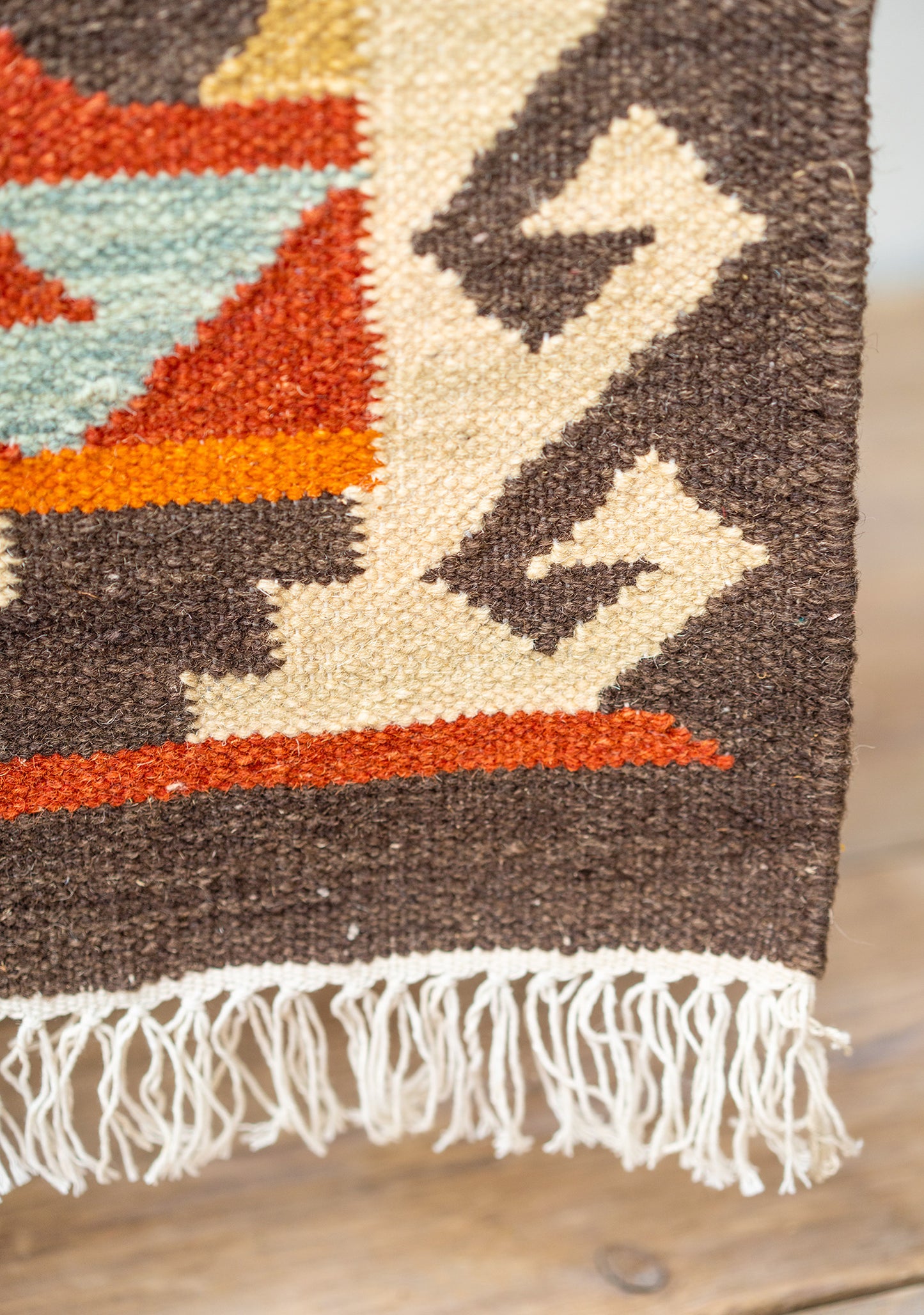 Bohemian Hand Loom Orange & Brown Kilim Rug Runner