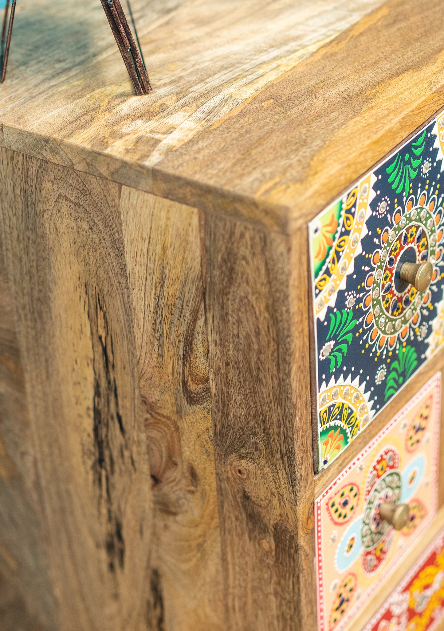 Handmade Fair Trade Ethically Sourced Bohemian Set Of Drawers Hand Painted Hippie Furniture Indian Cabinet 