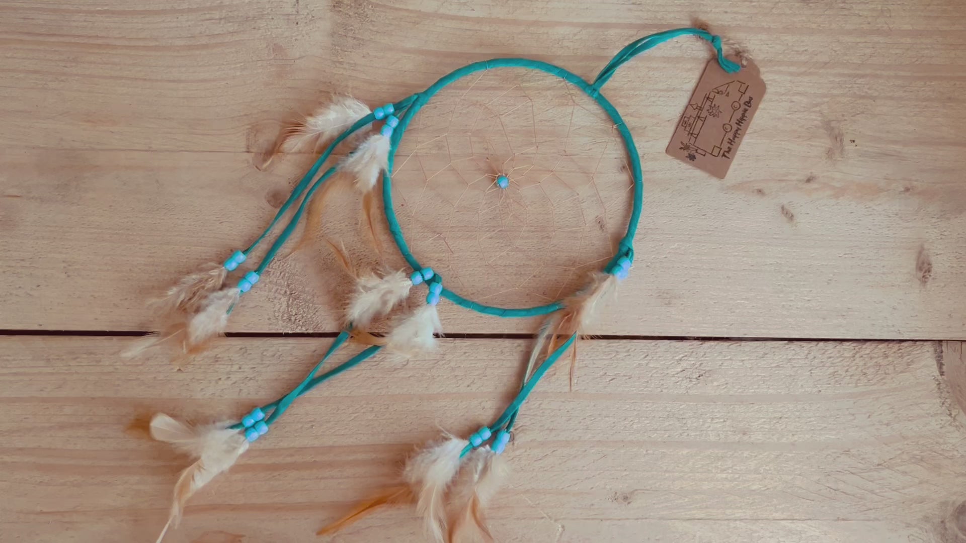 Turquoise teal handmade fair trade ethically sourced dream catcher natural feather dreamcatcher boho hippie bohemian home decor hanging dream catcher