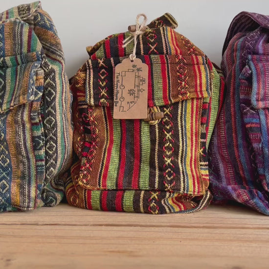 Handmade Fair Trade Bohemian Hippie Mini Rucksack Backpack