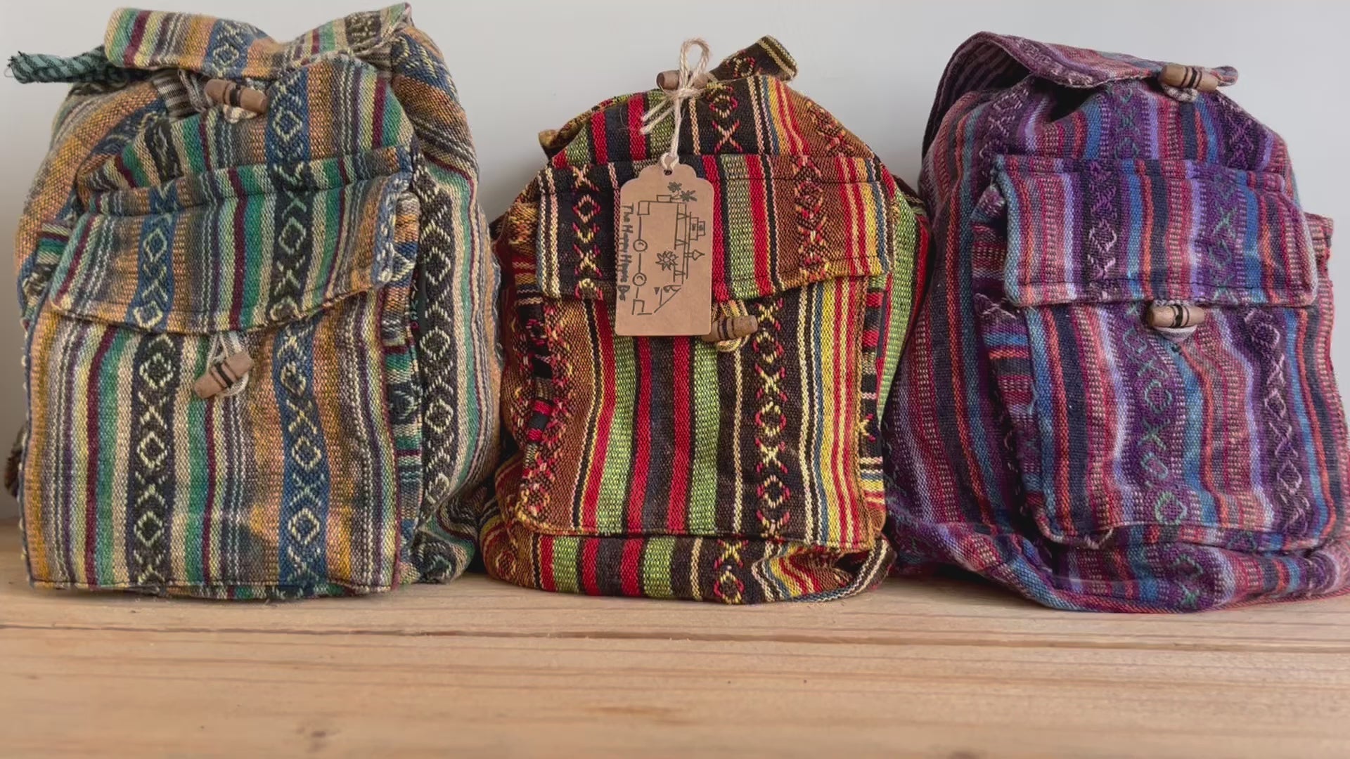 Handmade Fair Trade Bohemian Hippie Mini Rucksack Backpack