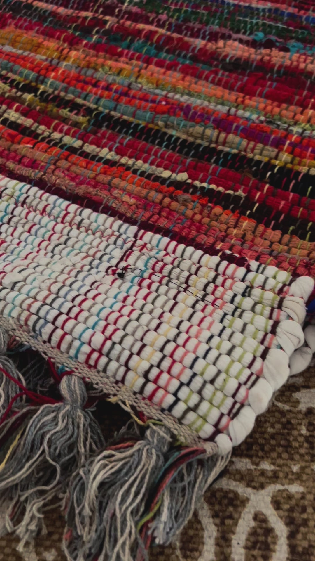 Handmade & Fair Trade Rainbow Rag Rug Bohemian & Hippie Decor Mat 