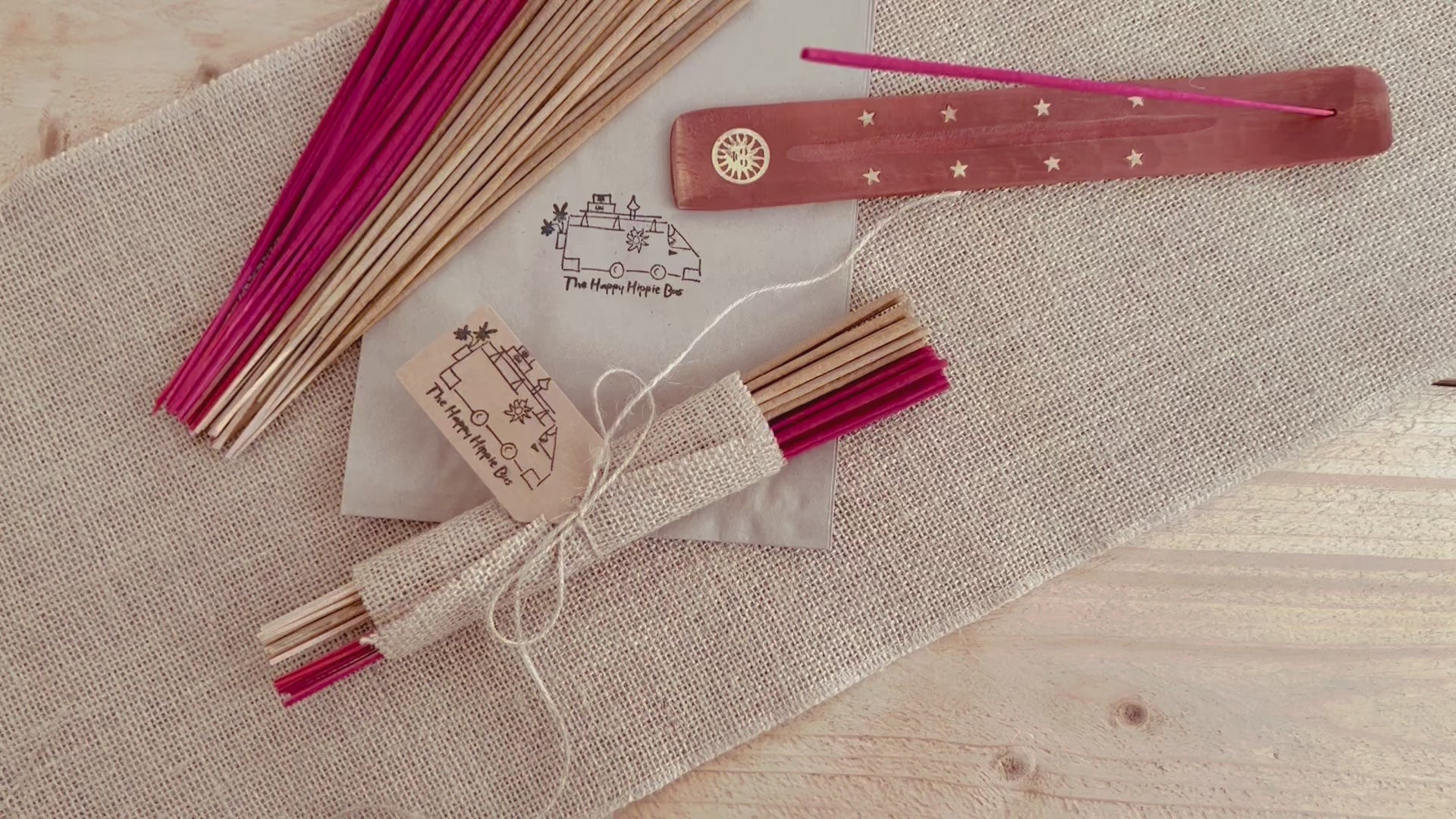 Strawberry and Vanilla sweet scent home fragrance incense sticks handmade fair trade ethically sourced plastic free hand wrapped Indian incense Joss sticks