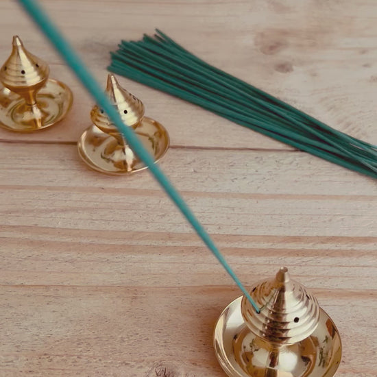 Handmade Fair Trade Gold Traditional Incense Stick Holder Ash Catcher