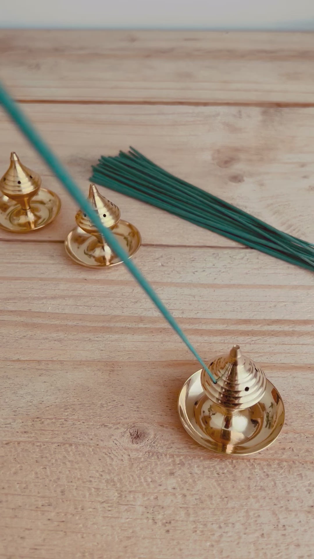 Handmade Fair Trade Gold Traditional Incense Stick Holder Ash Catcher