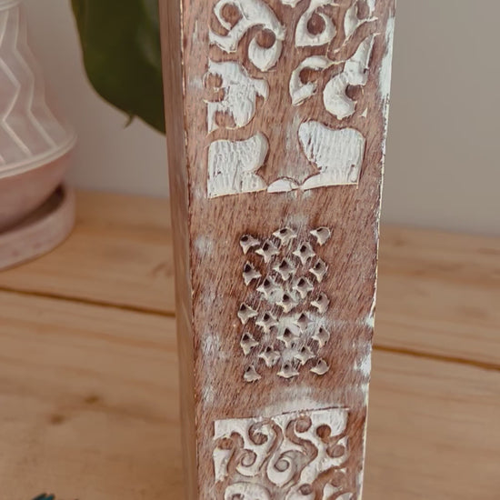 Handmade Fair Trade Mango Wood Incense Holder Burner Ash Catcher Incense Sticks & Cones Tree Of Life Design 