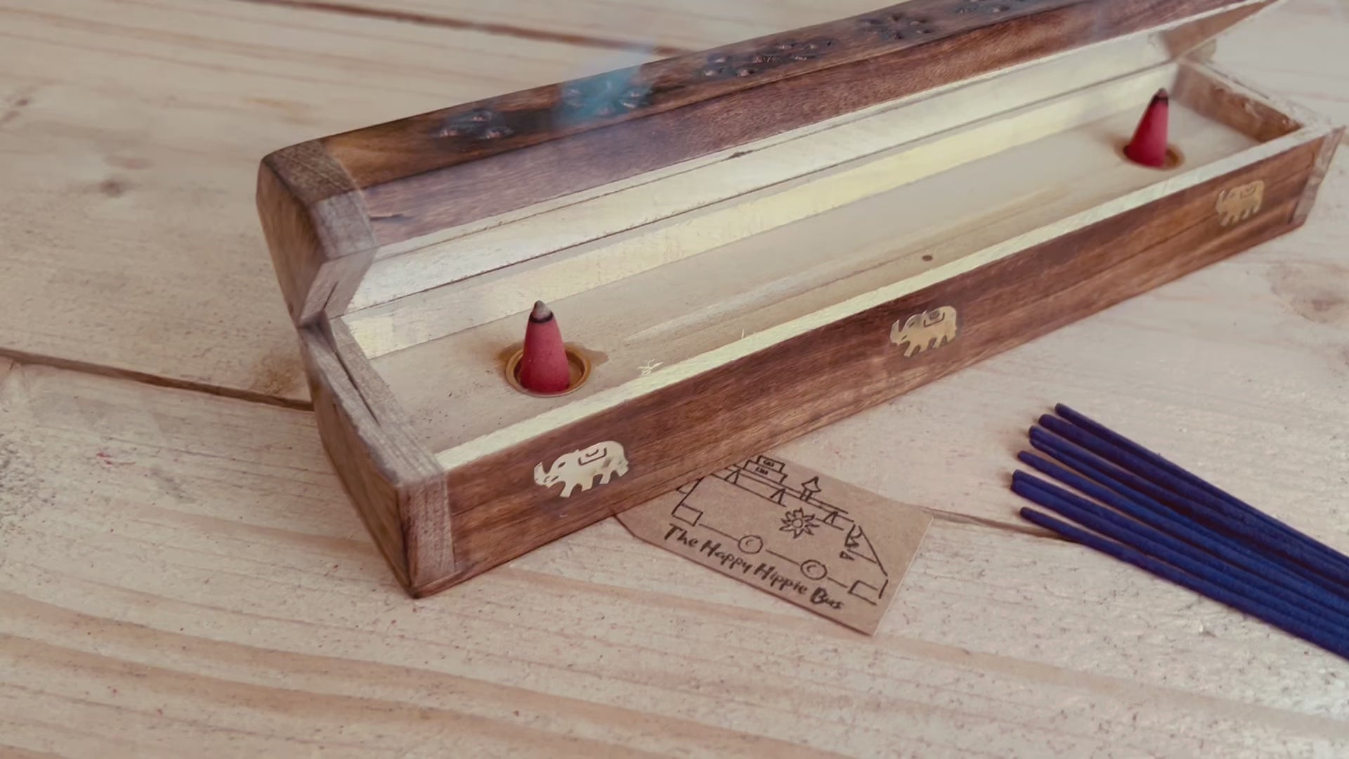 Wooden incense holder ash catcher incense cones incense joss sticks burner coffin box fair trade handmade ethical incense