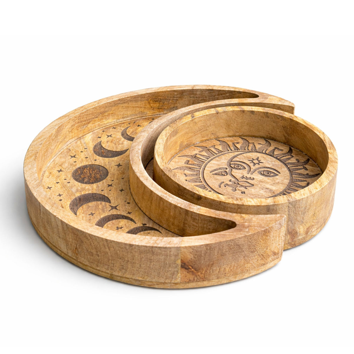 Crescent Moon & Sun Wooden Trinket Tray